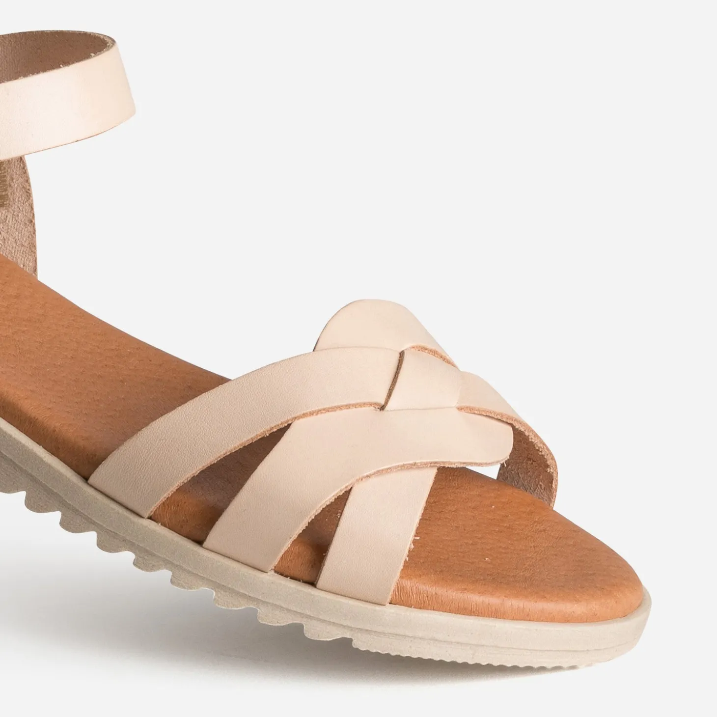 Sandale orange en cuir