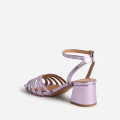 Sandale parme métallisée à brides