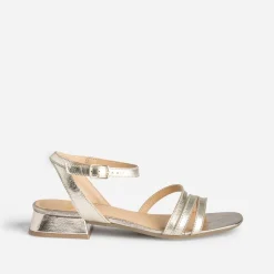 Sandale plate dorée cuir éco-conçu