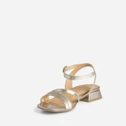 Sandale plate dorée cuir éco-conçu