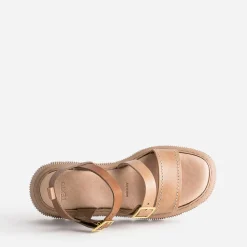 Sandale plateforme TEXTO camel en cuir