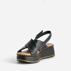 Sandale plateforme TEXTO noire cuir