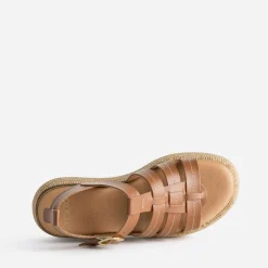 Sandale plateforme TEXTO camel cuir