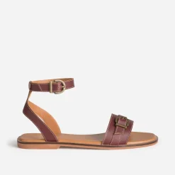 Sandale prune cuir deux brides