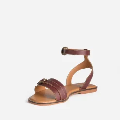 Sandale prune cuir deux brides