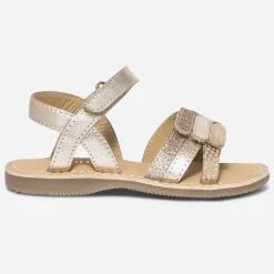 Sandale rose cuivré en cuir à scratchs