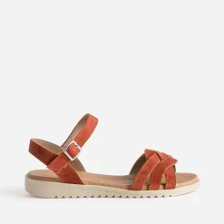 Sandale rouge en cuir