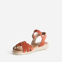 Sandale rouge en cuir