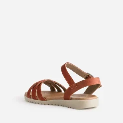 Sandale rouge en cuir