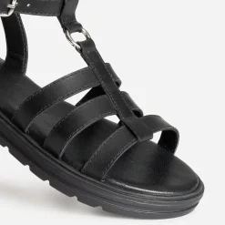 Sandale spartiate BUGGY noire en cuir