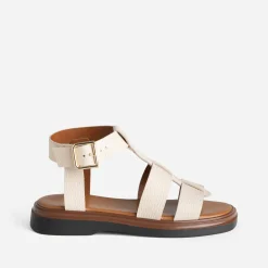 Sandale spartiate TEXTO écrue en cuir