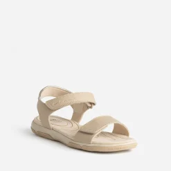 Sandale TBS beige cuir à scratchs
