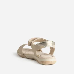 Sandale TBS beige cuir à scratchs