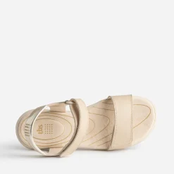 Sandale TBS beige cuir à scratchs
