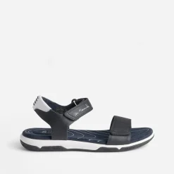 Sandale TBS marine cuir à scratchs