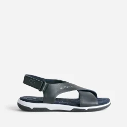 Sandale TBS marine en cuir à larges brides