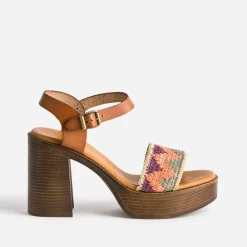 Sandale TEXTO à talon et bride multicolore