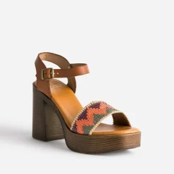 Sandale TEXTO à talon et bride multicolore