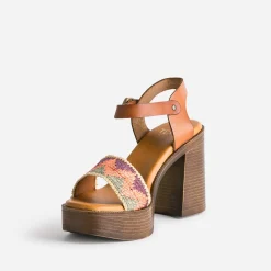 Sandale TEXTO à talon et bride multicolore