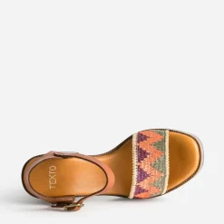 Sandale TEXTO à talon et bride multicolore