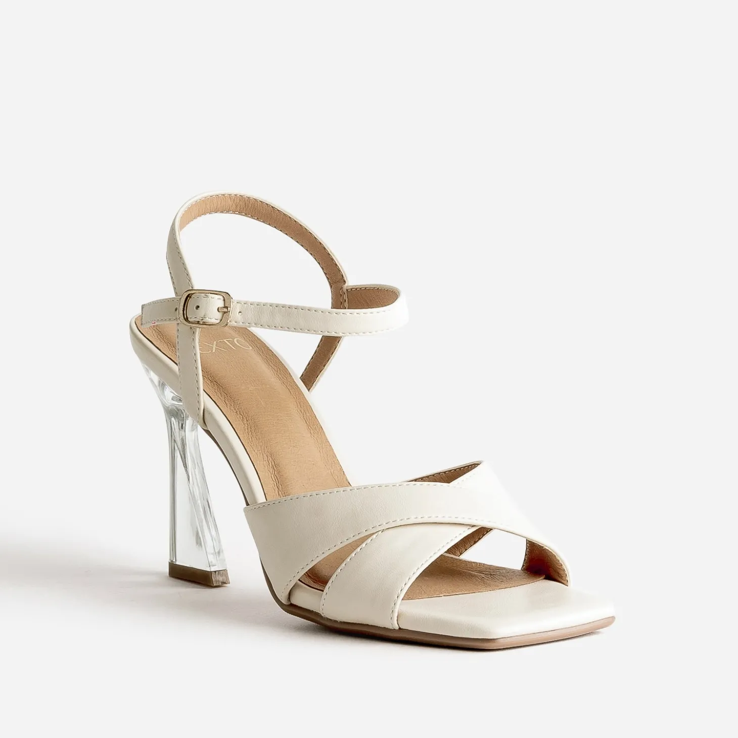 Sandale TEXTO beige à talon flare