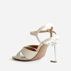 Sandale TEXTO beige à talon flare