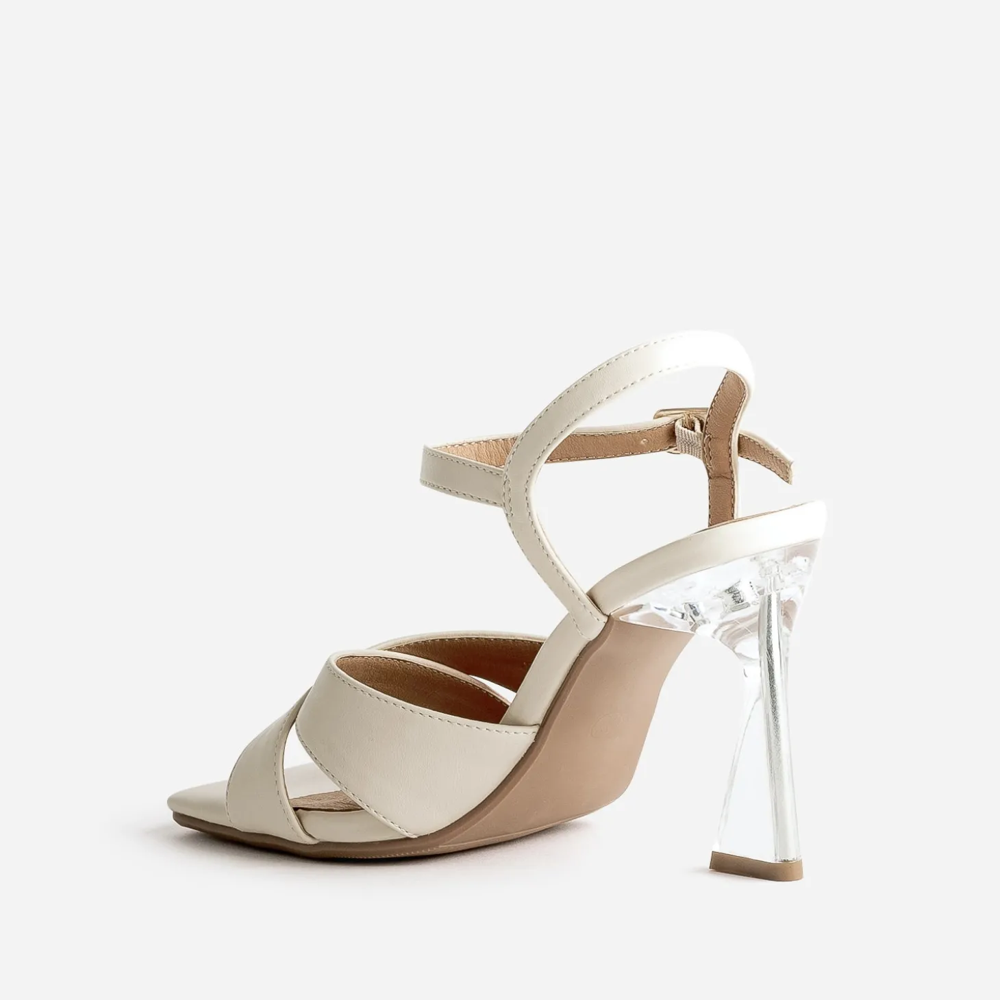 Sandale TEXTO beige à talon flare