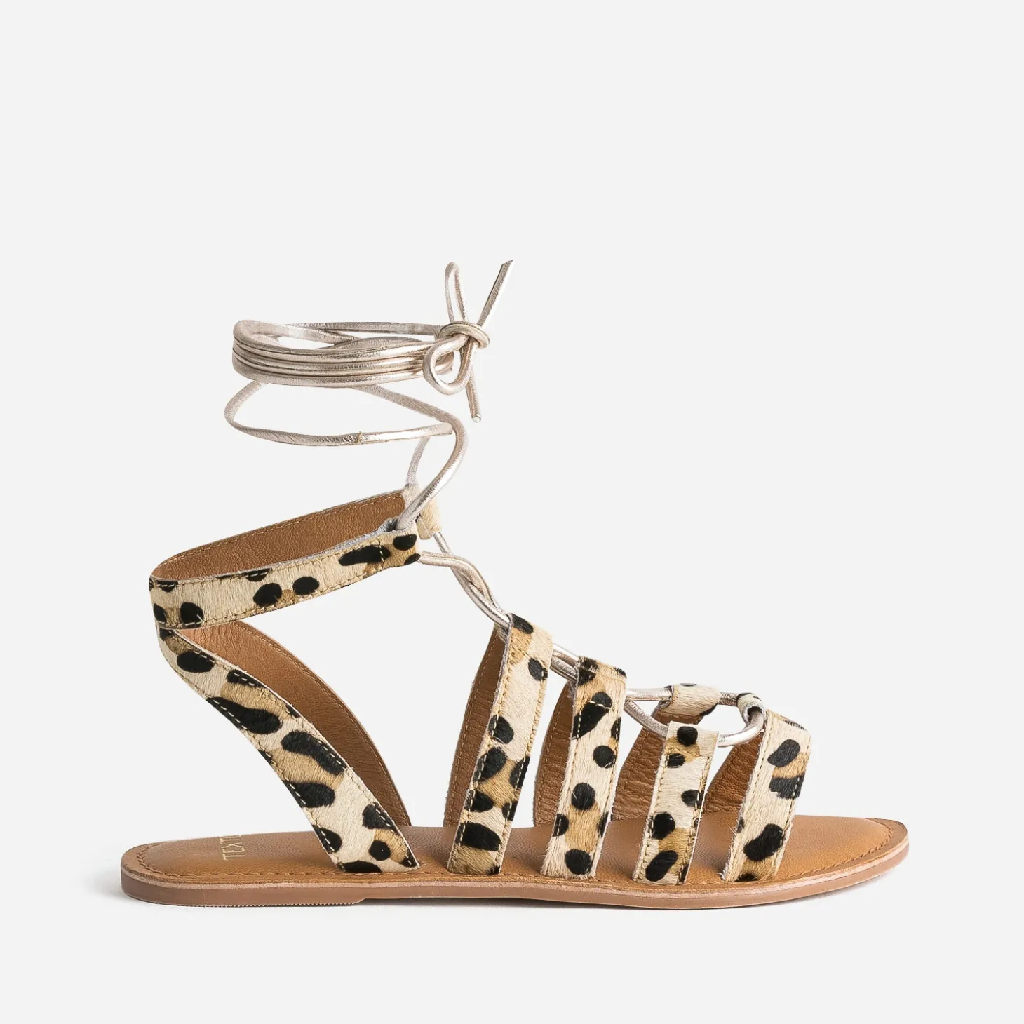 Sandale TEXTO beige cuir motif léopard