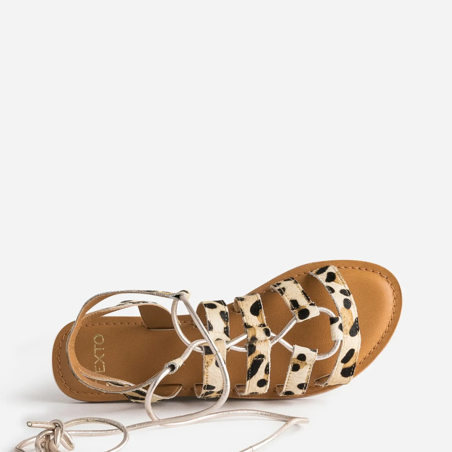 Sandale TEXTO beige cuir motif léopard