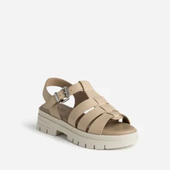 Sandale TEXTO beige en cuir à semelle crantée