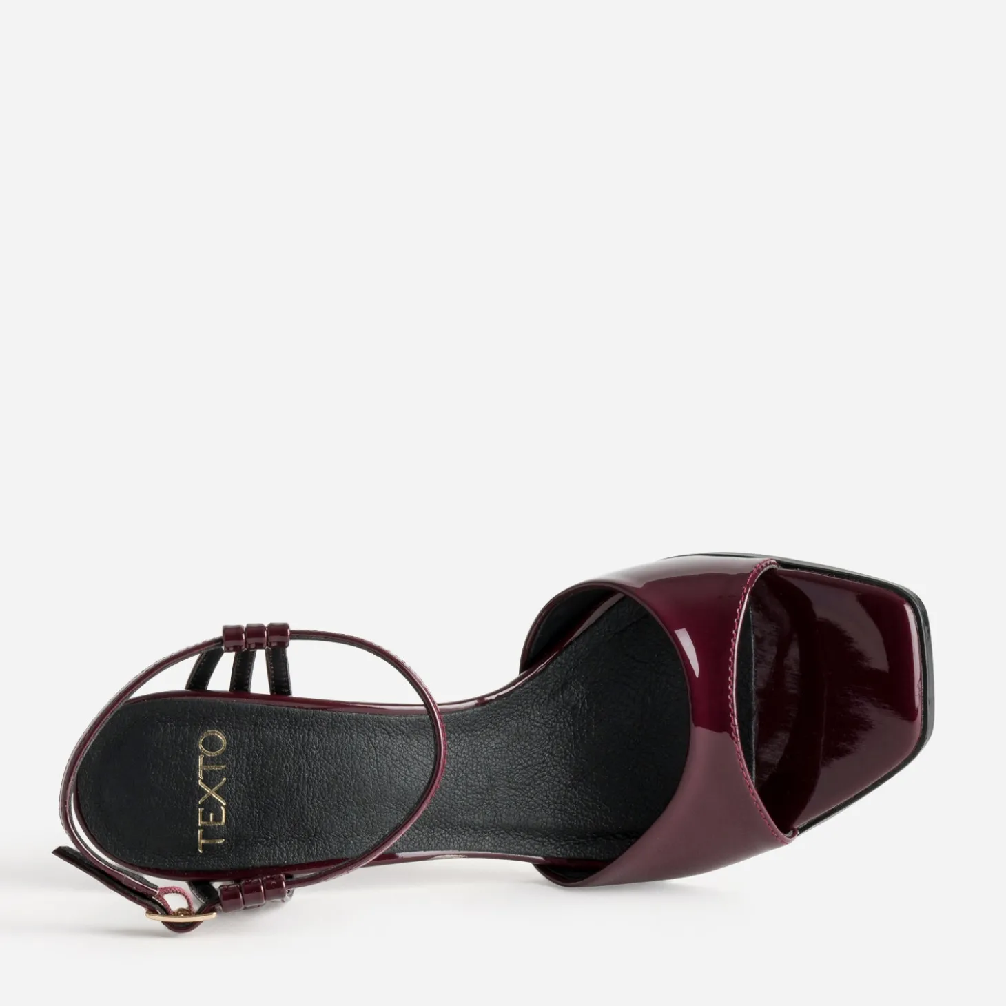 Sandale TEXTO bordeaux vernie à talon