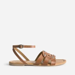 Sandale TEXTO camel éco-conçue en cuir