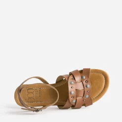 Sandale TEXTO camel éco-conçue en cuir