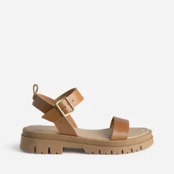 Sandale TEXTO camel cuir semelle crantée