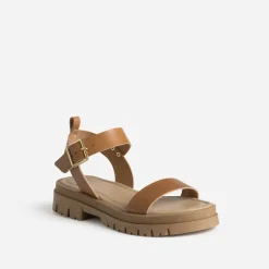 Sandale TEXTO camel cuir semelle crantée