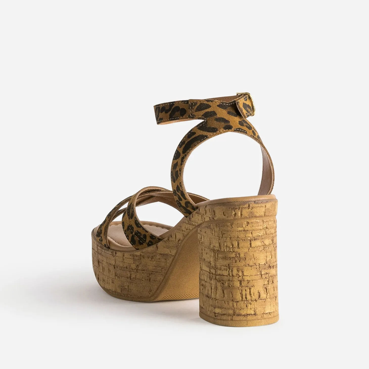 Sandale TEXTO camel motif léopard plateforme liège