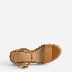 Sandale TEXTO compensée camel