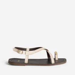 Sandale TEXTO écrue cuir décor bijou