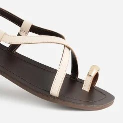 Sandale TEXTO écrue cuir décor bijou