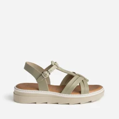 Sandale TEXTO kaki clair en cuir
