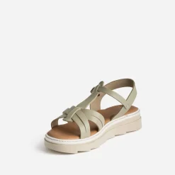 Sandale TEXTO kaki clair en cuir