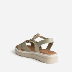 Sandale TEXTO kaki clair en cuir