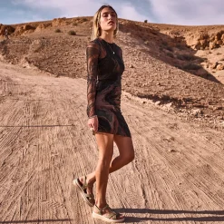 Sandale TEXTO kaki clair en cuir