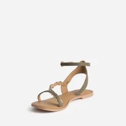 Sandale TEXTO kaki cuir velours éco-conçu