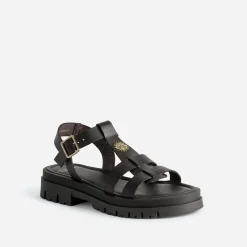 Sandale TEXTO marron cuir décor soleil