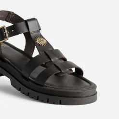 Sandale TEXTO marron cuir décor soleil