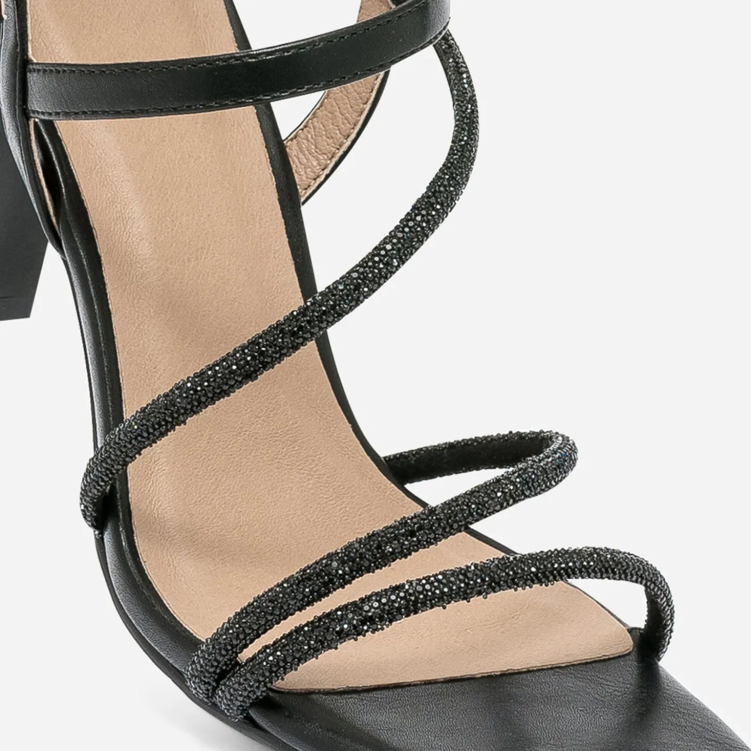 Sandale TEXTO noire à brides strassées