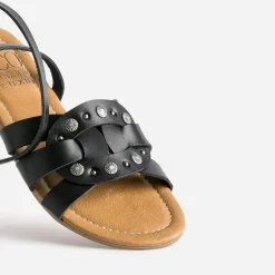 Sandale TEXTO noire éco-conçue en cuir