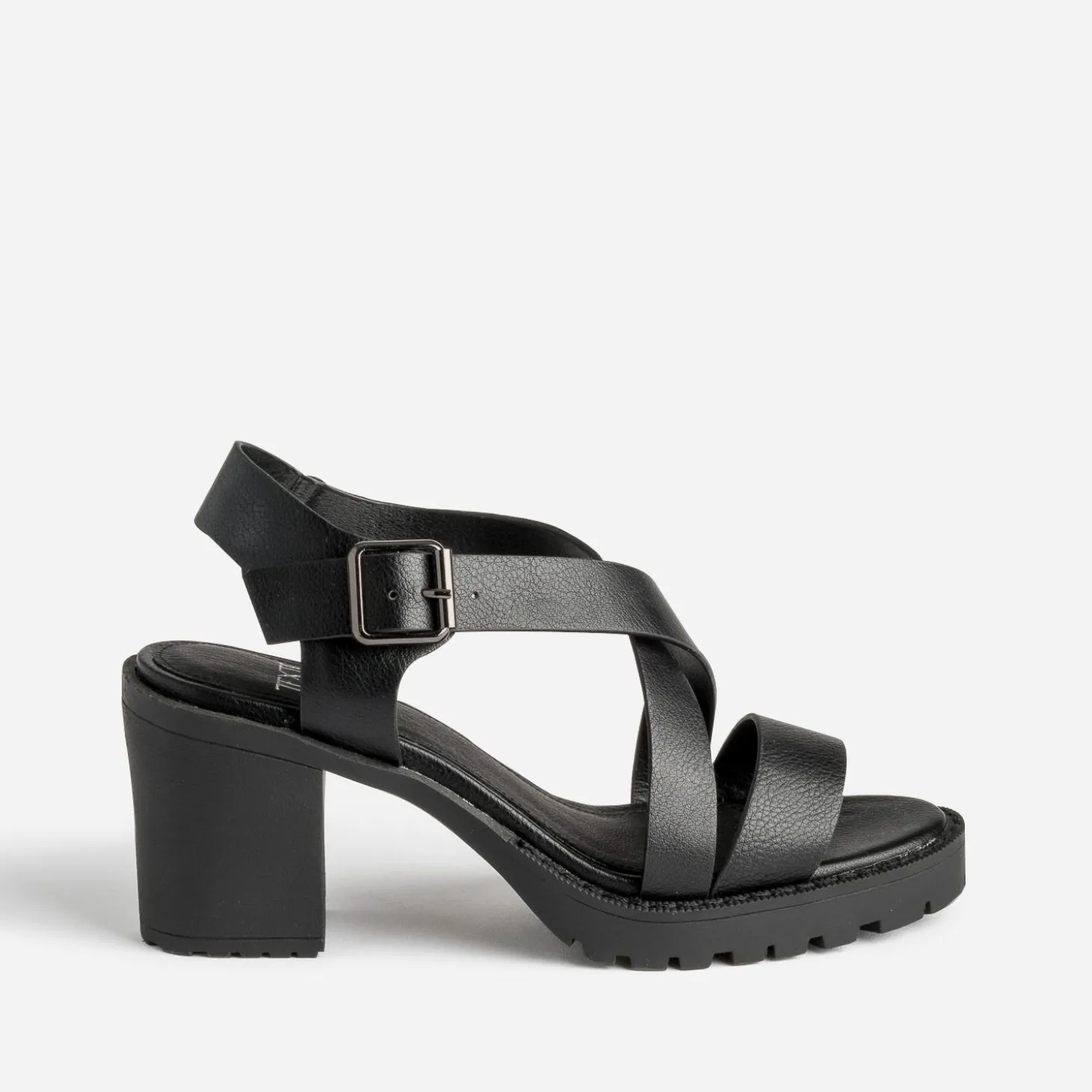 Sandale TEXTO noire en cuir semelle crantée