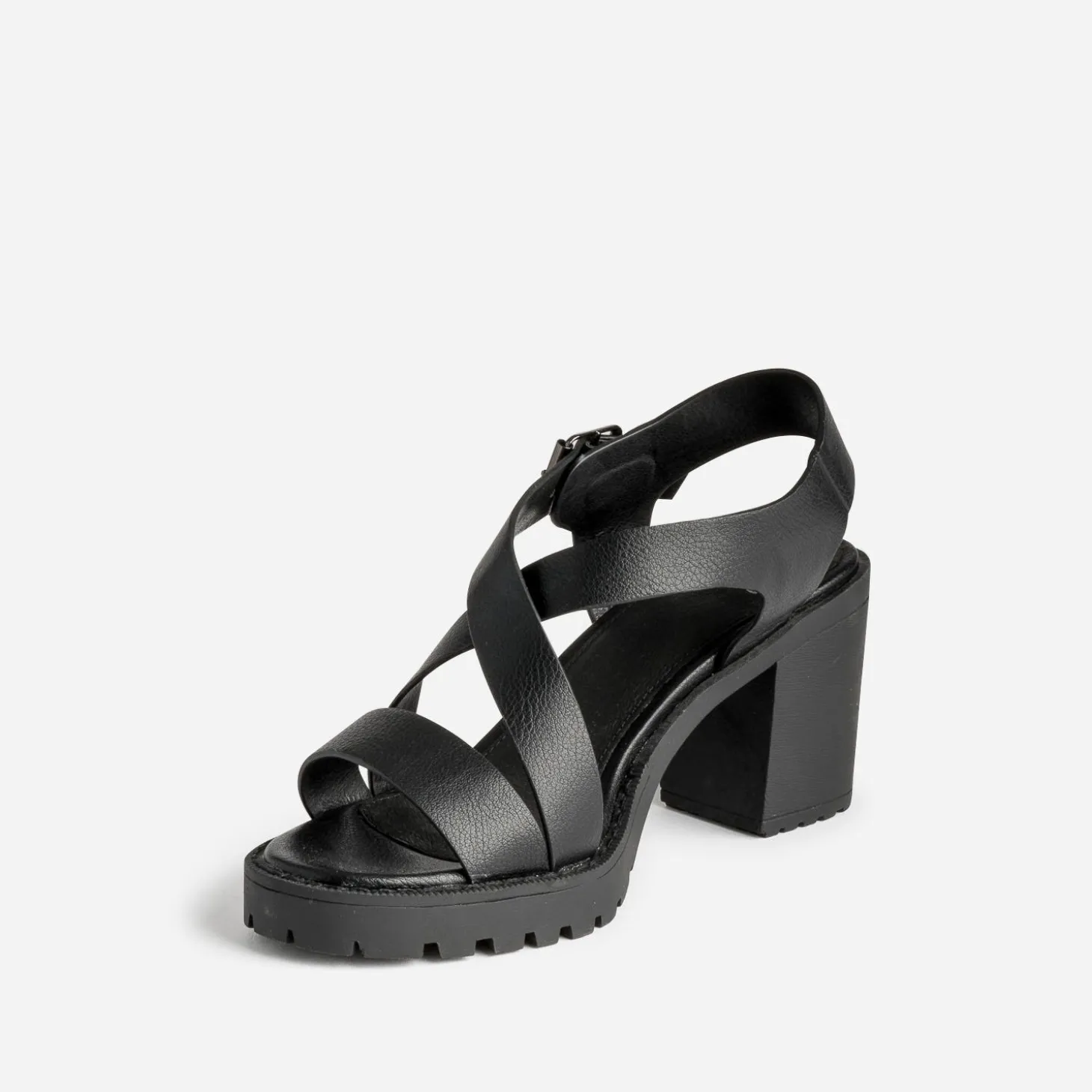 Sandale TEXTO noire en cuir semelle crantée